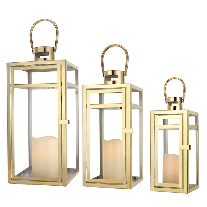 Set of three Empty Stainless Steel Candle Lantern (not include candle)  