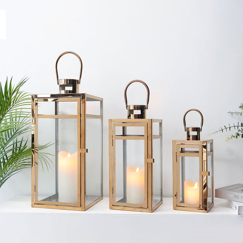 Set of three Empty Stainless Steel Candle Lantern (not include candle)     