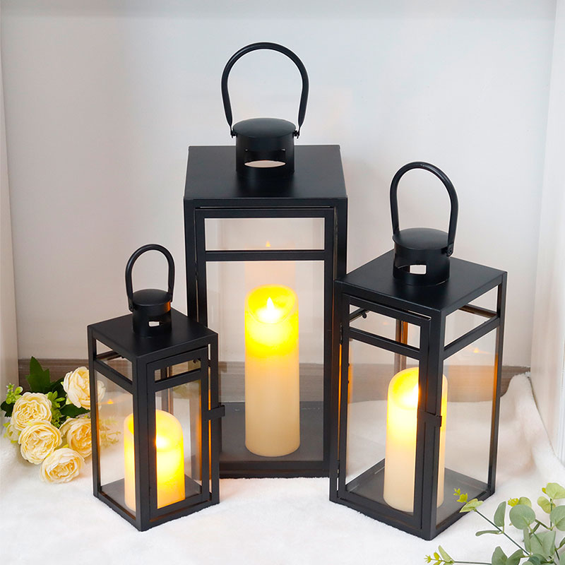 Set of three Empty Stainless Steel Candle Lantern (not include candle) 